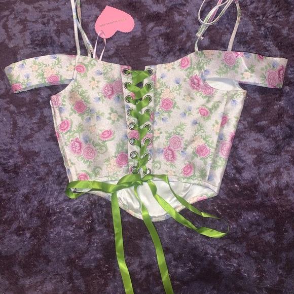 Dolls Kill Sugar Thrillz Blooming Polaroid Fever Corset Top - Picture 2 of 5